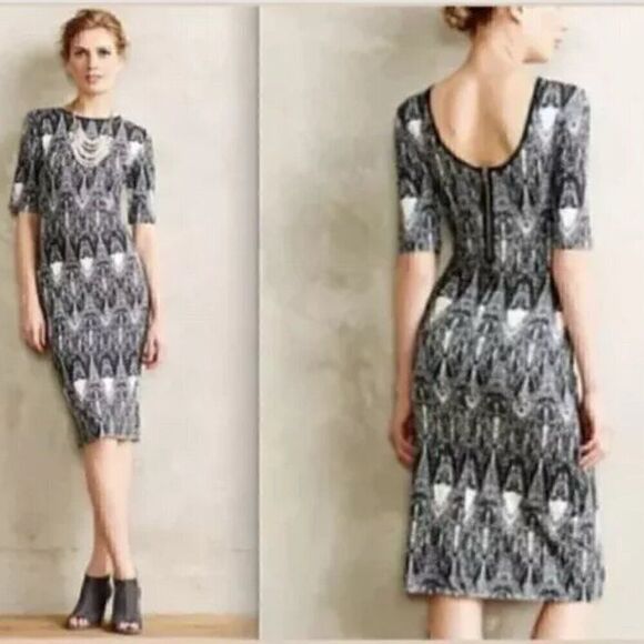 NWT Sam Lavi Anthropolgie Bodycon Sexy Stretchy Pencil Midi Printed Dress XS - Picture 1 of 14